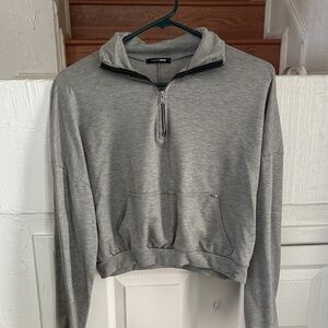 Fashion Nova Gray Zip-Up Sweater